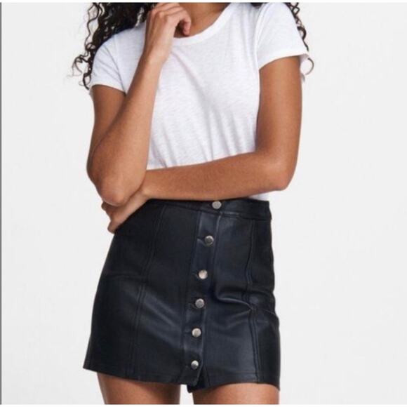 Rag & Bone Rosie Black Leather Mini Skirt Size 4 - Picture 2 of 9